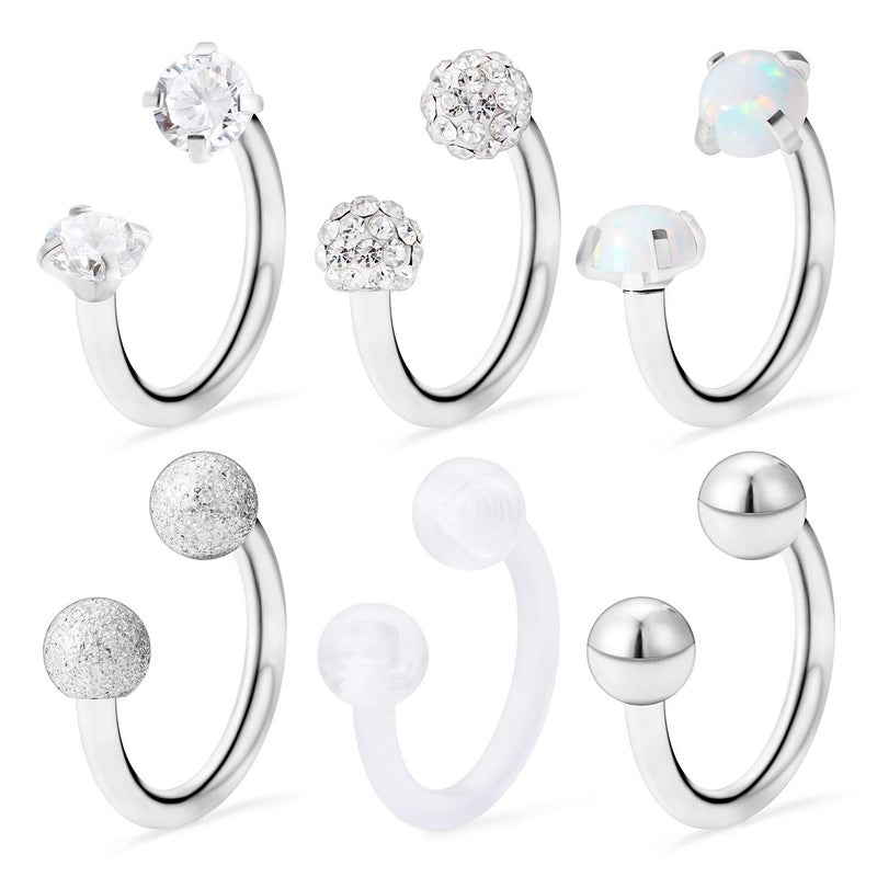 Ocptiy 16G Septum Ring Piercing Jewelry for Women 16 Gauge Stainless Surgical Steel Horseshoe Septum Nose Eyebrow Lip Ring Helix Tragus Cartilage Daith Rook Earring Hoop Piercin Jewelry Men Women 8mm - Image 1